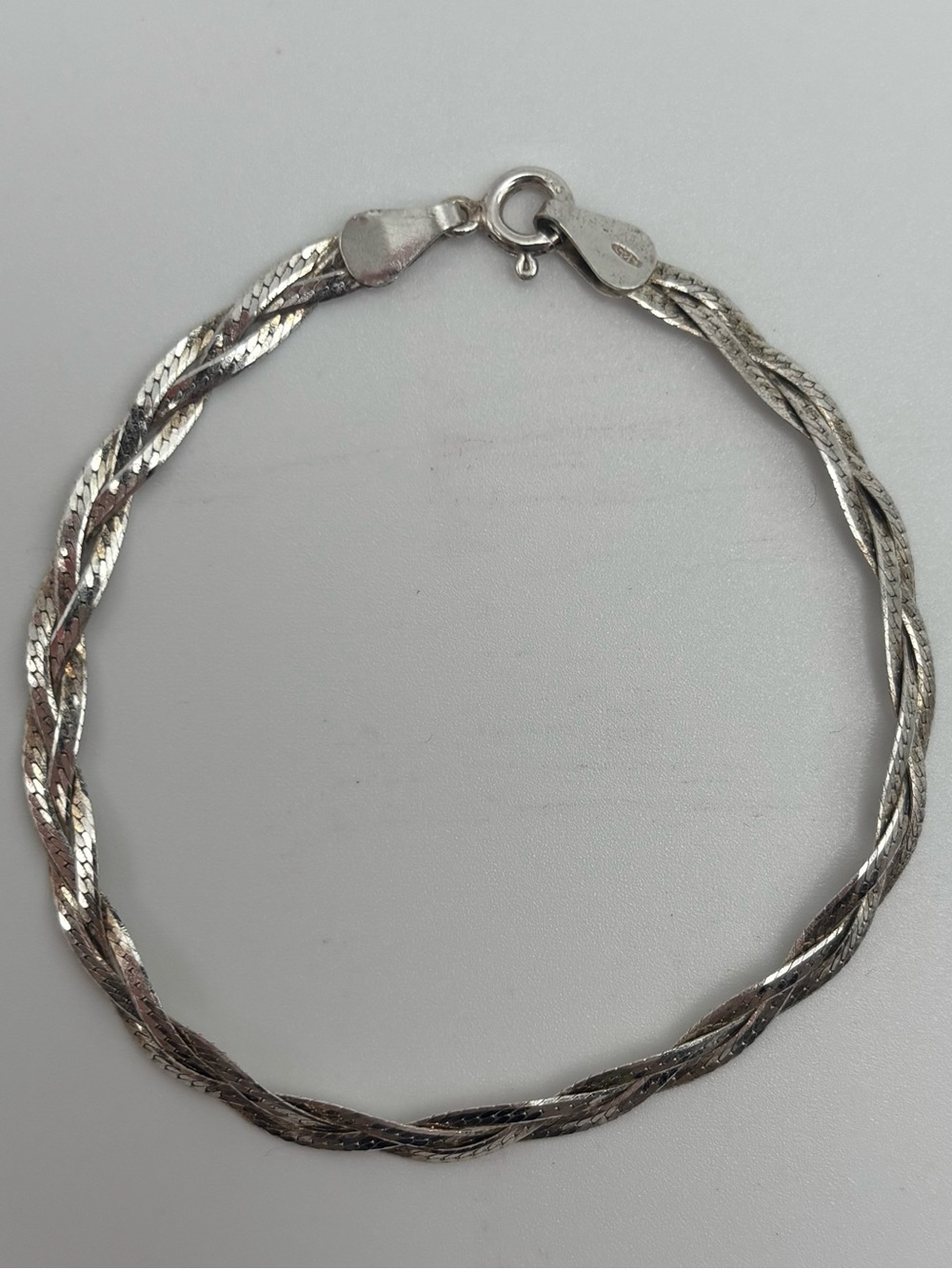 Vintage Made In Italy 925 Sterling Braided Herringbone Bracelet 3 Grams